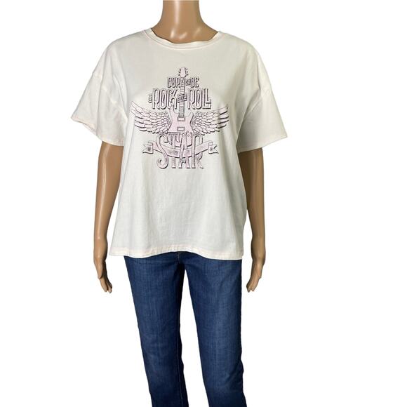 Le Lis Ivory Graphic T-shirt Size L - Picture 4 of 5